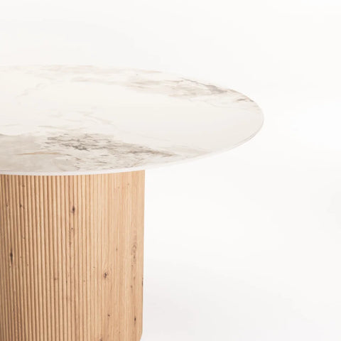 BELLE 120cm ROUND STONE TOP DINING TABLE