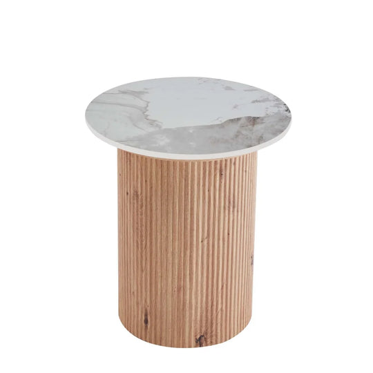 BELLE 45cm ROUND STONE TOP SIDE TABLE