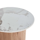BELLE 45cm ROUND STONE TOP SIDE TABLE