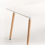 BETTY 140x80cm WOODEN LEG DINING TABLE - WHITE