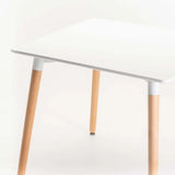 BETTY 80x80cm WOODEN LEG DINING TABLE - WHITE