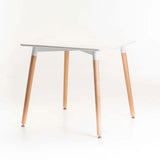 BETTY 80x80cm WOODEN LEG DINING TABLE - WHITE