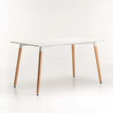 BETTY 140x80cm WOODEN LEG DINING TABLE - WHITE