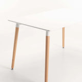 BETTY 120x80cm WOODEN LEG DINING TABLE - WHITE