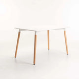 BETTY 120x80cm WOODEN LEG DINING TABLE - WHITE