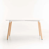 BETTY 140x80cm WOODEN LEG DINING TABLE - WHITE