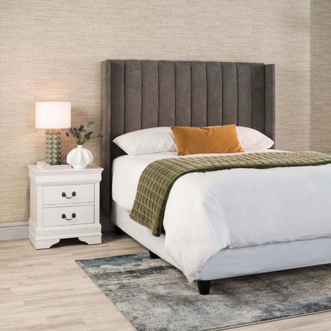 BRIA FABRIC QUEEN HEADBOARD - DARK GREY