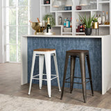 BRONX BARSTOOL WITH WOOD - WHITE