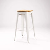BRONX BARSTOOL WITH WOOD - WHITE