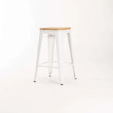 BRONX KITCHEN STOOL WITH WOOD - WHITE