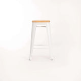 BRONX KITCHEN STOOL WITH WOOD - WHITE