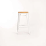 BRONX KITCHEN STOOL WITH WOOD - WHITE