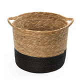 CATTAIL LEAF BASKET PLANTER K464-LARGE-NAT/BLACK