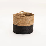 CATTAIL LEAF BASKET PLANTER K464-LARGE-NAT/BLACK
