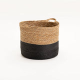 CATTAIL LEAF BASKET PLANTER K464-LARGE-NAT/BLACK