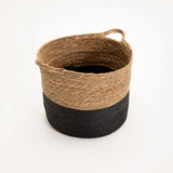 CATTAIL LEAF BASKET PLANTER K464-LARGE-NAT/BLACK