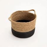 CATTAIL LEAF BASKET PLANTER K464-SMALL-NAT/BLACK