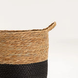 CATTAIL LEAF BASKET PLANTER K464-SMALL-NAT/BLACK