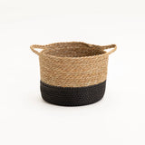 CATTAIL LEAF BASKET PLANTER K464-SMALL-NAT/BLACK