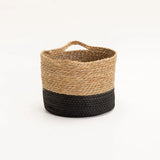 CATTAIL LEAF BASKET PLANTER K464-SMALL-NAT/BLACK