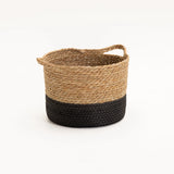 CATTAIL LEAF BASKET PLANTER K464-SMALL-NAT/BLACK