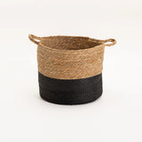 CATTAIL LEAF BASKET PLANTER K464-LARGE-NAT/BLACK