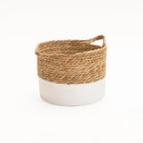 CATTAIL LEAF BASKET PLANTER K464-SMALL-NAT/WHITE