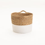 CATTAIL LEAF BASKET PLANTER K464-LARGE-NAT/WHITE