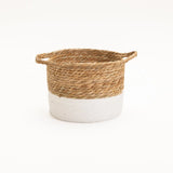CATTAIL LEAF BASKET PLANTER K464-SMALL-NAT/WHITE