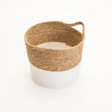 CATTAIL LEAF BASKET PLANTER K464-LARGE-NAT/WHITE