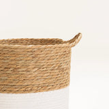 CATTAIL LEAF BASKET PLANTER K464-SMALL-NAT/WHITE