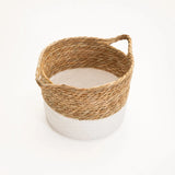 CATTAIL LEAF BASKET PLANTER K464-SMALL-NAT/WHITE
