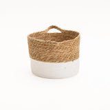 CATTAIL LEAF BASKET PLANTER K464-SMALL-NAT/WHITE
