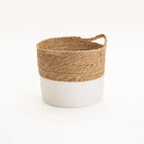 CATTAIL LEAF BASKET PLANTER K464-LARGE-NAT/WHITE