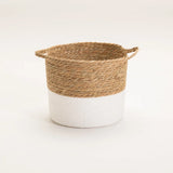 CATTAIL LEAF BASKET PLANTER K464-LARGE-NAT/WHITE