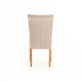 CHESTERFIELD FABRIC DINING CHAIR - CREAM/NAT LEG