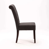 CHESTERFIELD FABRIC DINING CHAIR -DARK GREY
