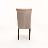 CHESTERFIELD FABRIC DINING CHAIR - CREAM/WAL LEG