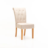 CHESTERFIELD FABRIC DINING CHAIR - CREAM/NAT LEG
