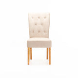 CHESTERFIELD FABRIC DINING CHAIR - CREAM/NAT LEG