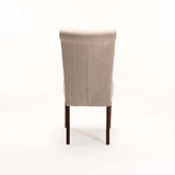 CHESTERFIELD FABRIC DINING CHAIR - CREAM/WAL LEG