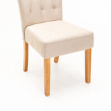 CHESTERFIELD FABRIC DINING CHAIR - CREAM/NAT LEG