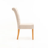 CHESTERFIELD FABRIC DINING CHAIR - CREAM/NAT LEG