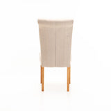 CHESTERFIELD FABRIC DINING CHAIR - CREAM/NAT LEG