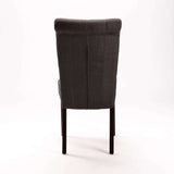 CHESTERFIELD FABRIC DINING CHAIR -DARK GREY