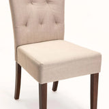 CHESTERFIELD FABRIC DINING CHAIR - CREAM/WAL LEG