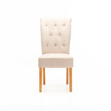 CHESTERFIELD FABRIC DINING CHAIR - CREAM/NAT LEG