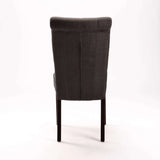 CHESTERFIELD FABRIC DINING CHAIR -DARK GREY