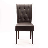 CHESTERFIELD LEATHER TOUCH DINING CHAIR - BROWN