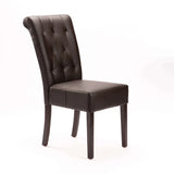 CHESTERFIELD LEATHER TOUCH DINING CHAIR - BROWN